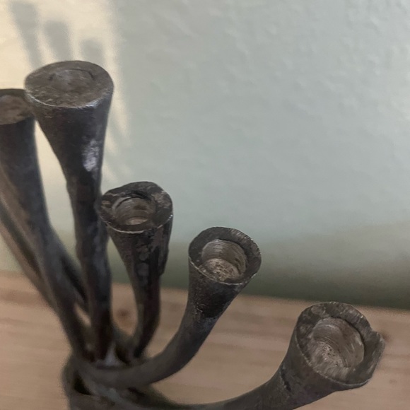 Handcrafted menora. Contemporary. Perfect for mantle. Hanukkah. - Picture 2 of 5